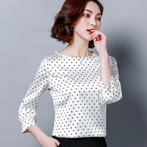 Camicia Stampata Sottile Autunno Donna Camicette Casual A Pois S O Collo Camicetta Allentata Manica Corta Top Mujer 9059 50 210512 Da 28 43 DHgate