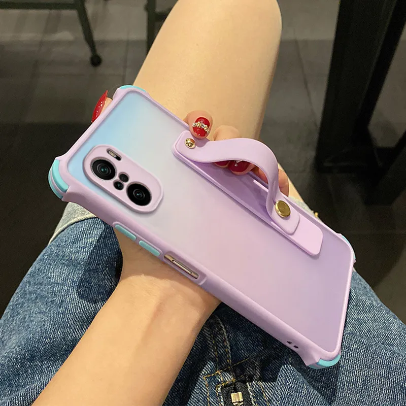 Matte Stand Holder Clear Cases For Xiaomi Redmi Note 10 9Pro 10S 9S 8 POCO F3 M3 X3 Pro NFC 10T 11Pro Phone Cover