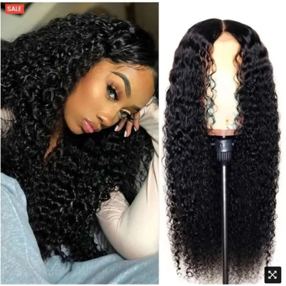 Perücke Damen mittlerer Teil Mais Perm Long Courly Hair Hochtemperatur Silk Head Cover Haar Perücken