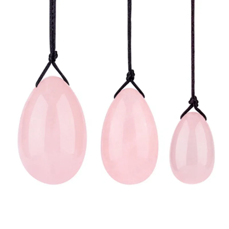 Naturalna Rose Quartz Yoni Jajko Jade Massager Kobiety Kegel Exerciser Mięśnie pochwy Dokręcanie Ball Jade Masaż Kryształ Kołki Jajka