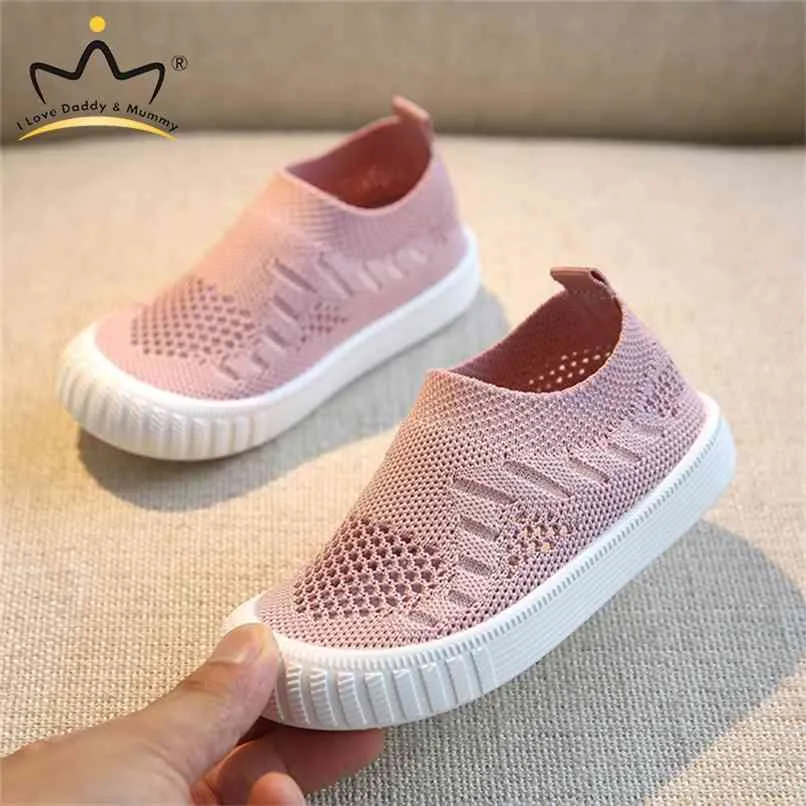 Summer Cotton Mesh Kids Shoes Slip-on Girls Shoes Sneakers Soft Rubber Sole Solid Color Children Casual Shoes Boys Girls 210913