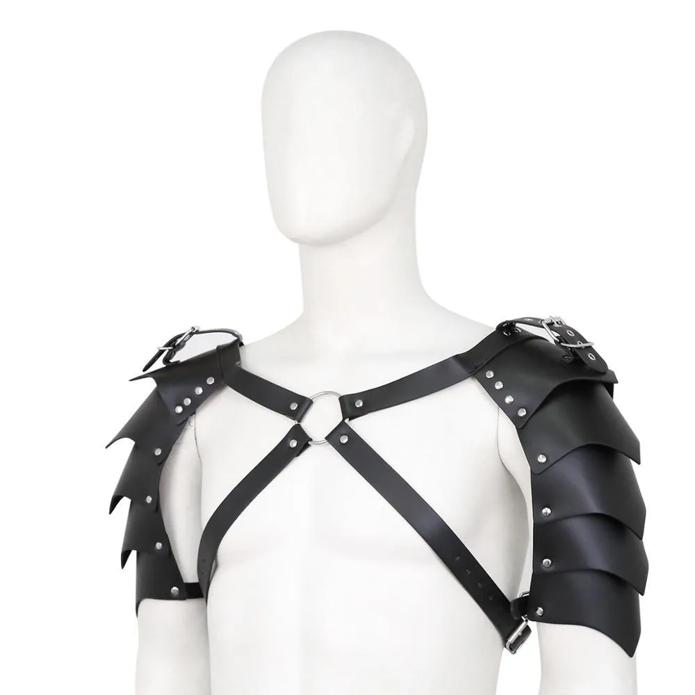 Black Leather Bondage running vest for Men - Sexy PU