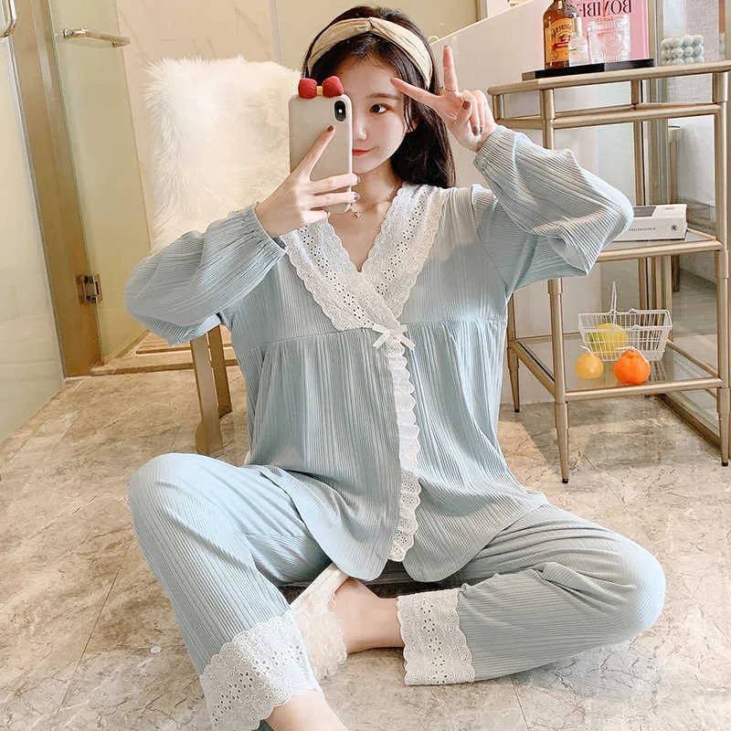 100 Cotton Thin Maternity Nursing Sleepwear Suit Plus Size Loose