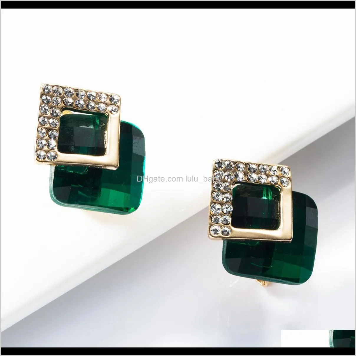 earringss925 silver needle multi-layer square glass diamond rhinestone earrings fashionable girl temperament earrings