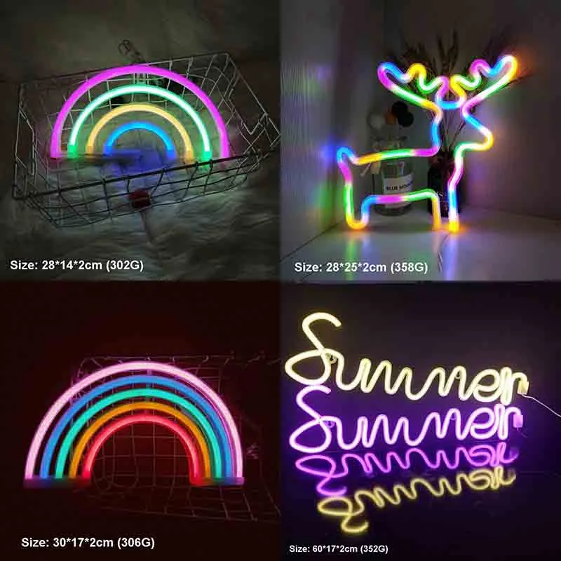 Chambre Led Decor Led Neon Light Wall Art Sign Rainbow Hanging Night Lamp  Home Party Holiday Decor Noël Cadeau