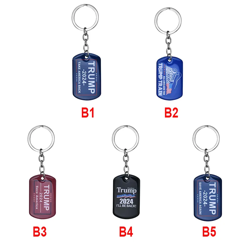 2024 Trump Keychain USA: s presidentval Flagga Hängsmycke Rostfritt stål Taggar Jag kommer tillbaka nyckelring RRD6919