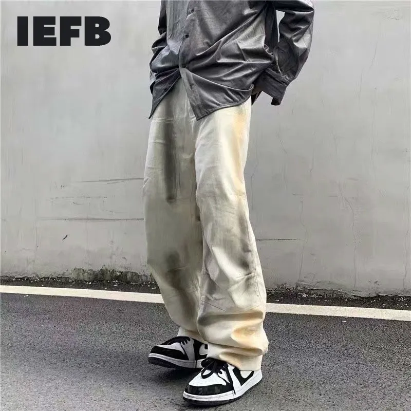 IEFB Spring Men's Denim Trousers American Fashion High Street Graffiti Trend Casual Jeans Men's Loose Straight Pants 9Y5568 210524