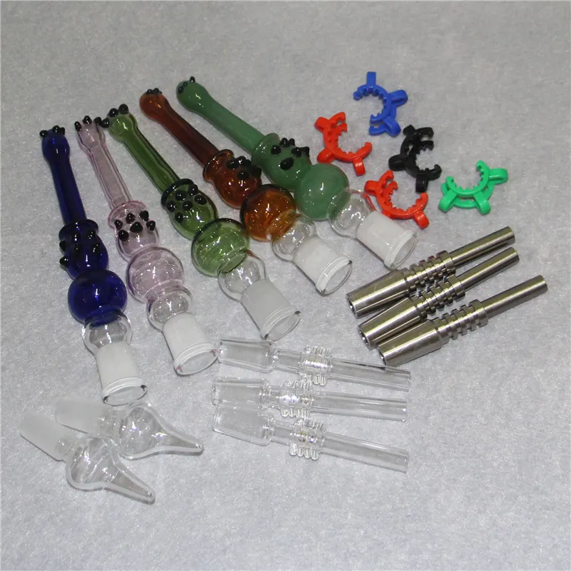 Kit de mini nectar fumant de 14 mm avec pointe d'ongle en quartz pointes en acier inoxydable plate-forme pétrolière bongs en verre d'eau collecteur de nectar