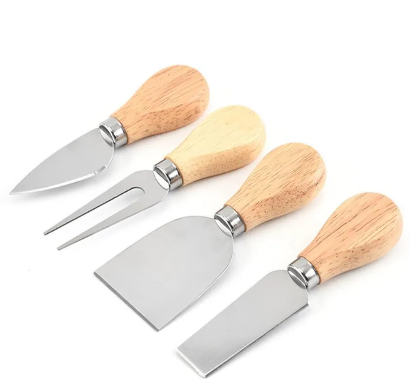 Peynir Araçları Mutfak, Yemek Bar Ev Bahçesi 4pcs/Lot Ahşap Tutar Setleri Set Meşe Bambu Kesici Bıçak Dilimleyici Kiti Cheedse USEF Yemek