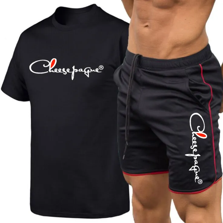 Heren trainingspak Zomerkleding Sportkleding Tweedelige set T-shirt Shorts Merk trainingskleding Heren sweatsuit Sportpakken Echtgenoot