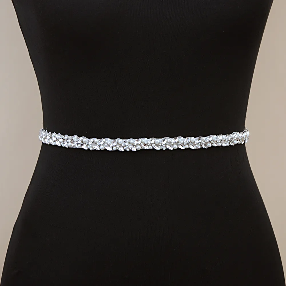 Silver Diamond Belts Wedding Sashes Rhinestone Belt Jeweled Sash Dress Belt Crystal Trim Applique Bridal for Women Belts