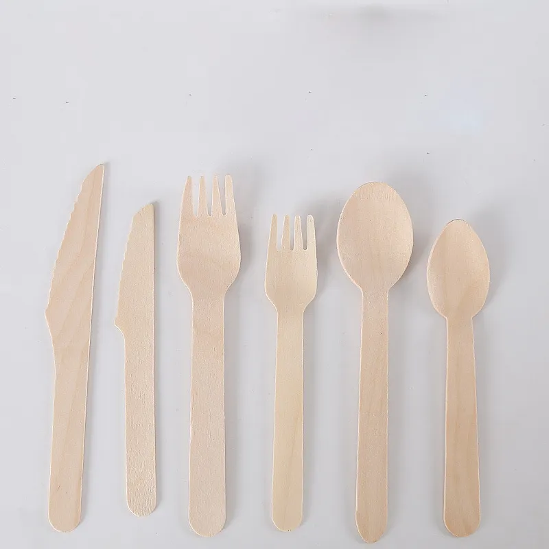 Disposable Wooden Plates Wooden Dinnerware Forks Spoons Knives Set