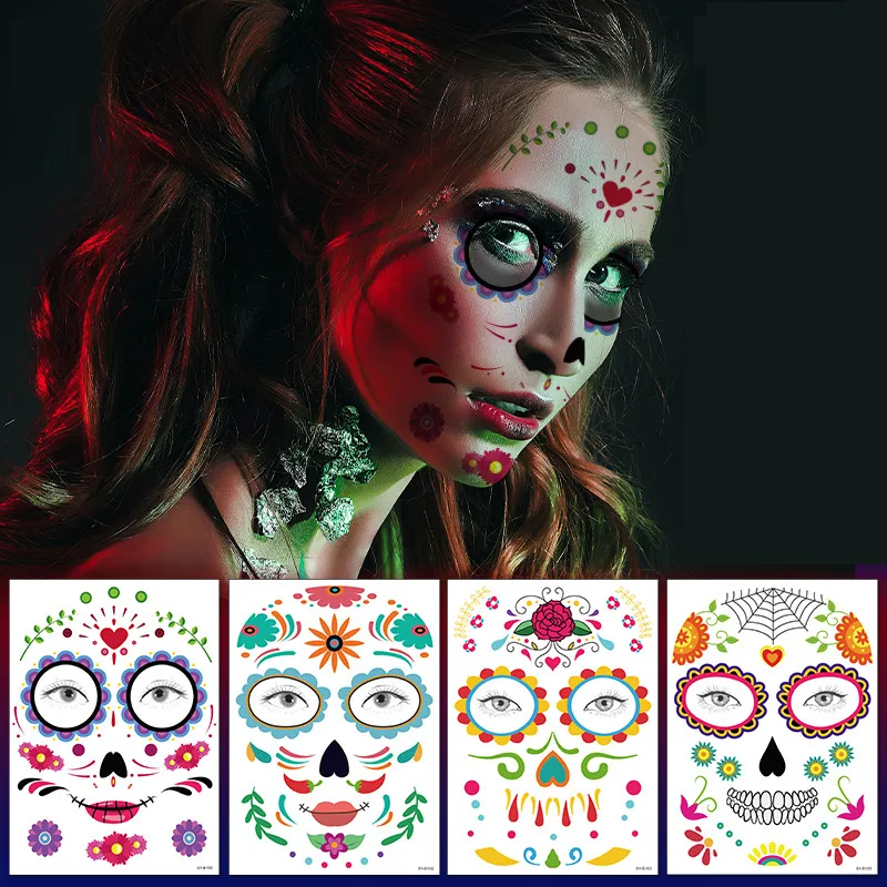 Sueur imperméable fournitures de fête d'halloween mascarade drôle maquillage autocollant temporaire visage tatouage autocollants