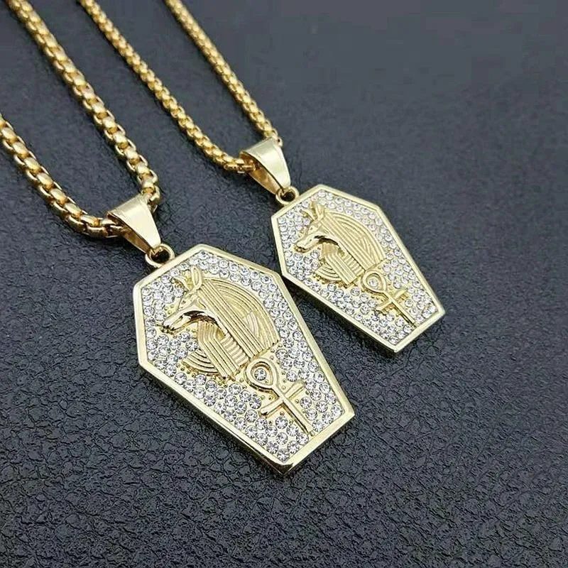 Pendant Necklaces Male Amulet Egyptian Ankh Crucifix Pendants Stainless Steel Symbol Of Life Cross For Men Women Stone Jewelry