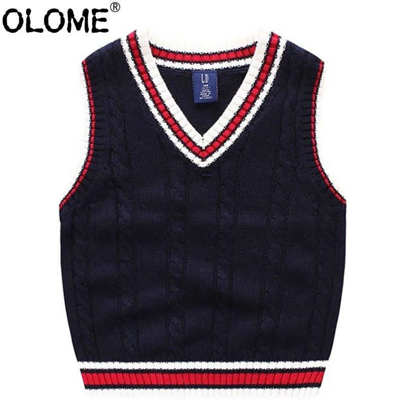 Sweater Vest for Kids Boys Waistcoat Autumn Children Clothes Toddler School Clothing Spring Outwear for Girls OLOME 0-12 Jacket Y1024