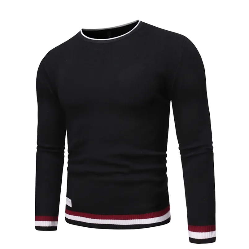 de algodón alta calidad marca para hombre manga larga jerseys cuello redondo punto casual Tops ropa 210812