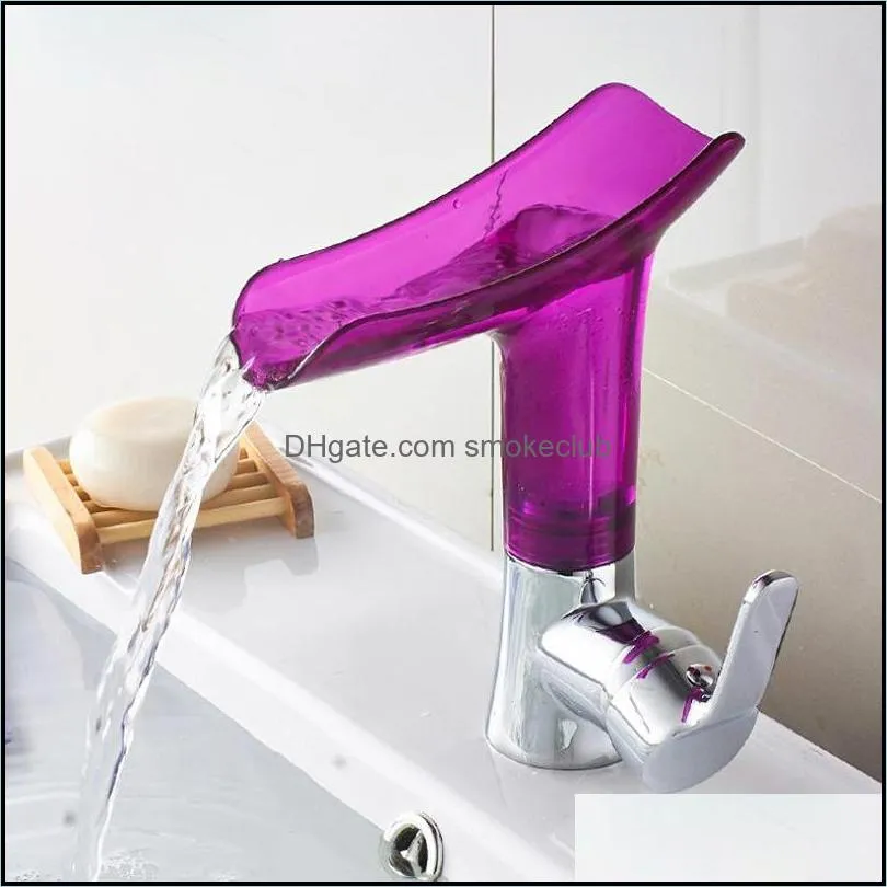 Bathroom Sink Faucets Multi-color Faucet Cold And Deck Mounted Tap Transparent Abs Plastic Brass Material With Free Hose