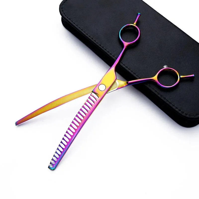 Hair Scissors 7" 8" Under Curved Pet Dog High-end Japan 440c Thinning Shears Dogs Cats Grooming Trimming Tools Tesoura