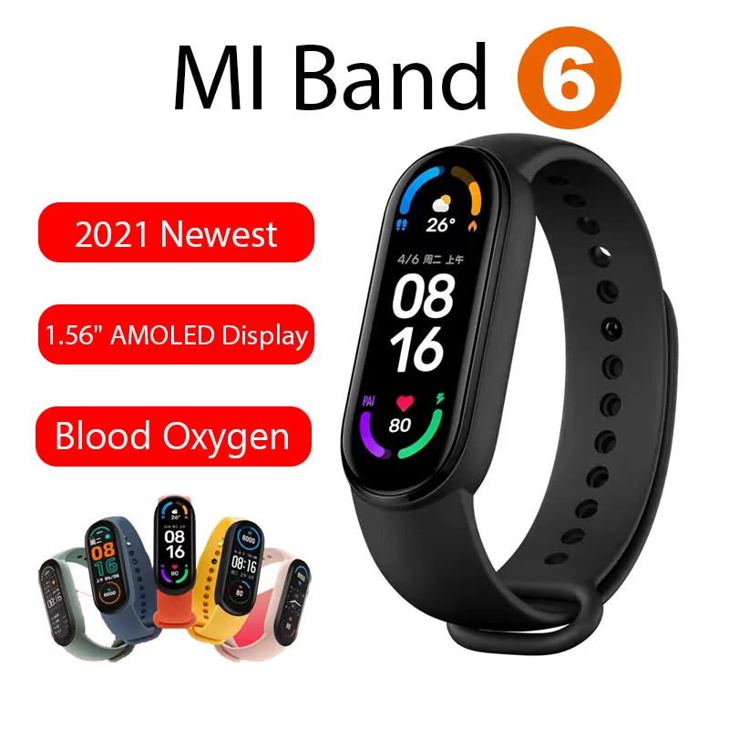 Oryginalny Xiaomi YouPin MI Band 6 Inteligentny Nadgarstek AMOLED Blood Tleygen Tleygen Torski Tętna Bluetooth Wodoodporna Bransoletka Sześć