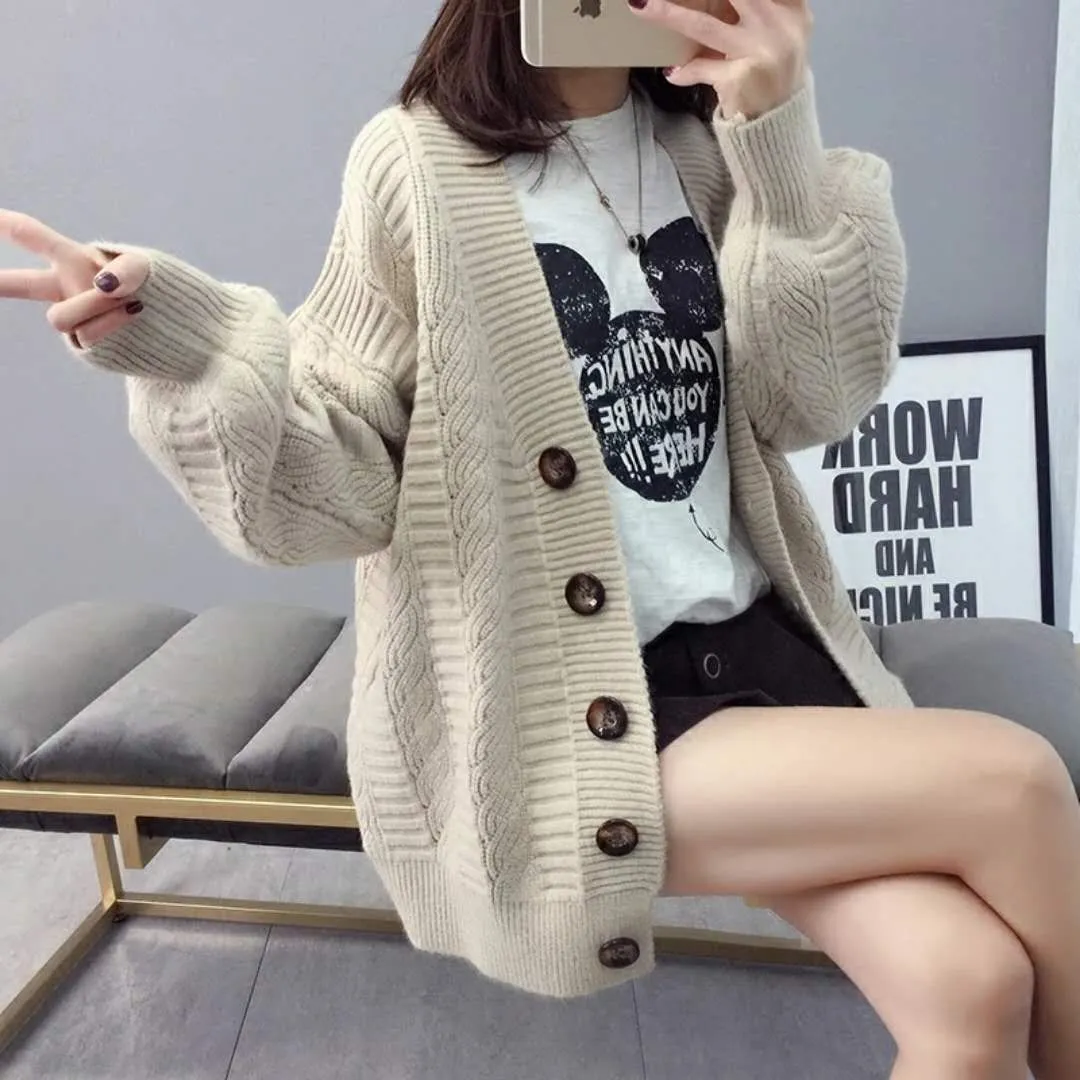 Designer kvinna tröja cardigan jacka kvinnlig lös koreansk mode student vår och höst tröja trend kvinna kvinnor cardig