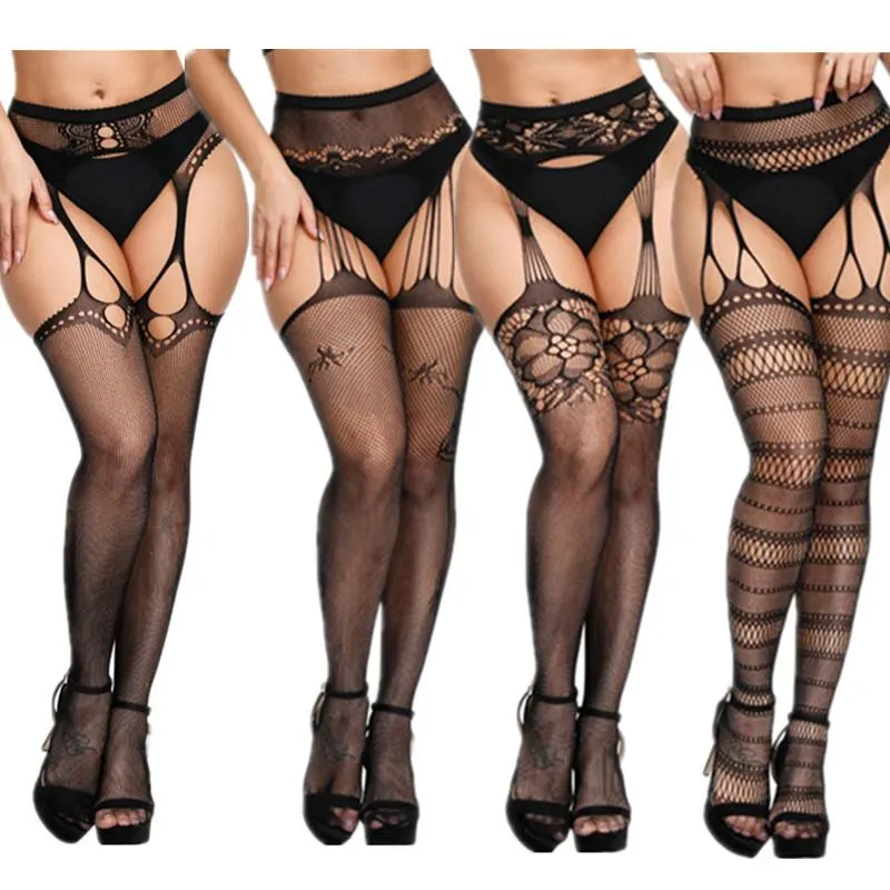 Artı Boyutu File Stocking Seksi Womentight Açık Kasık Yüksek Bel Lingerie Jartiyer Külotlu Çocuğun Crotchless Mesh Sıkı Çorap Çorap Hosiery