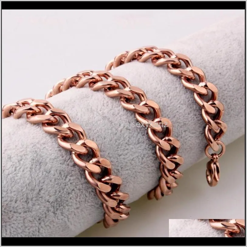 Polished Men`s necklace Stainless Steel 11/13/15mm Rose Gold Cuban Curb Cube Link Chain Men`s Women`s Necklace or Bracelet 7-40`1