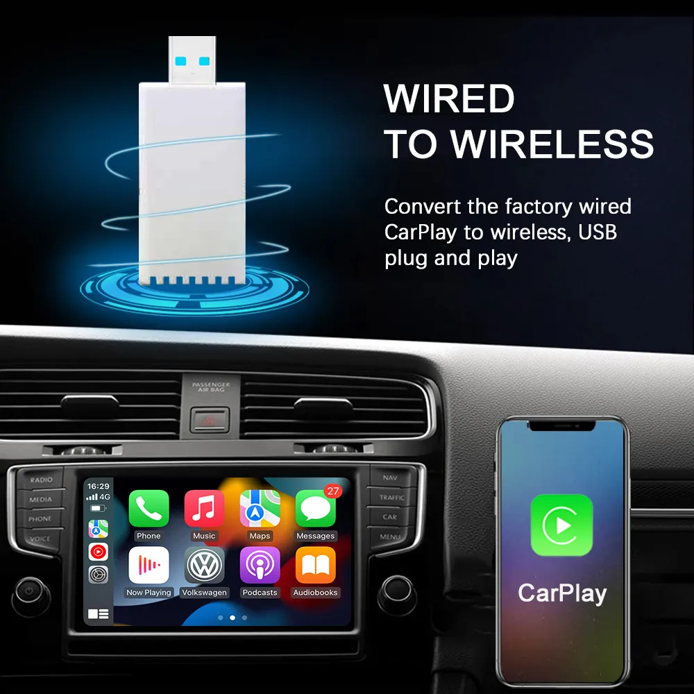  Adaptador inalámbrico CarPlay para iPhone, Apple CarPlay Dongle  para automóviles CarPlay con cable OEM, convertir CarPlay con cable a  inalámbrico, compatible con actualización en línea Plug & Play, el  adaptador CarPlay