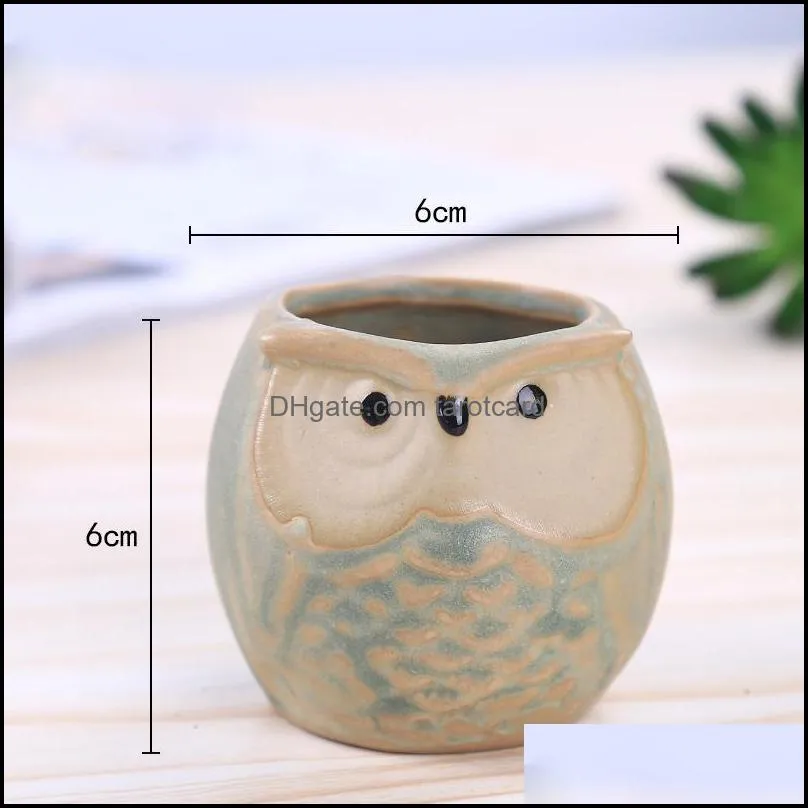 Free Ship Cartoon Owl shaped Flower Pot for Succulents Plants Flowerpot Ceramic Small Mini Home Garden Office Decoration