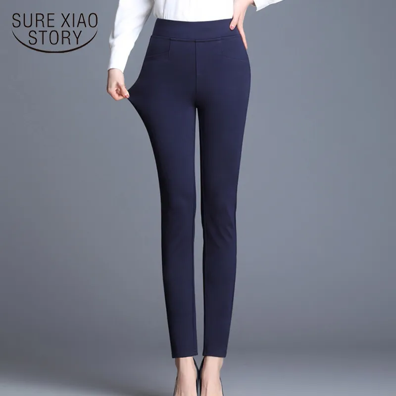 High Waist Korean Elastic Leggings Women Joker Slim Close Plus Size Pencil Pants Solid Autumn Trousers 7079 50 210417