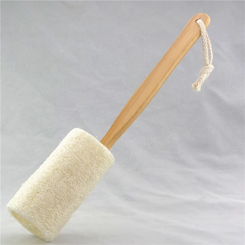 Spugna da bagno naturale con manico in legno Loofah Back Scrubber Brush Bath Long Reach Shower Brush 5038 Q2