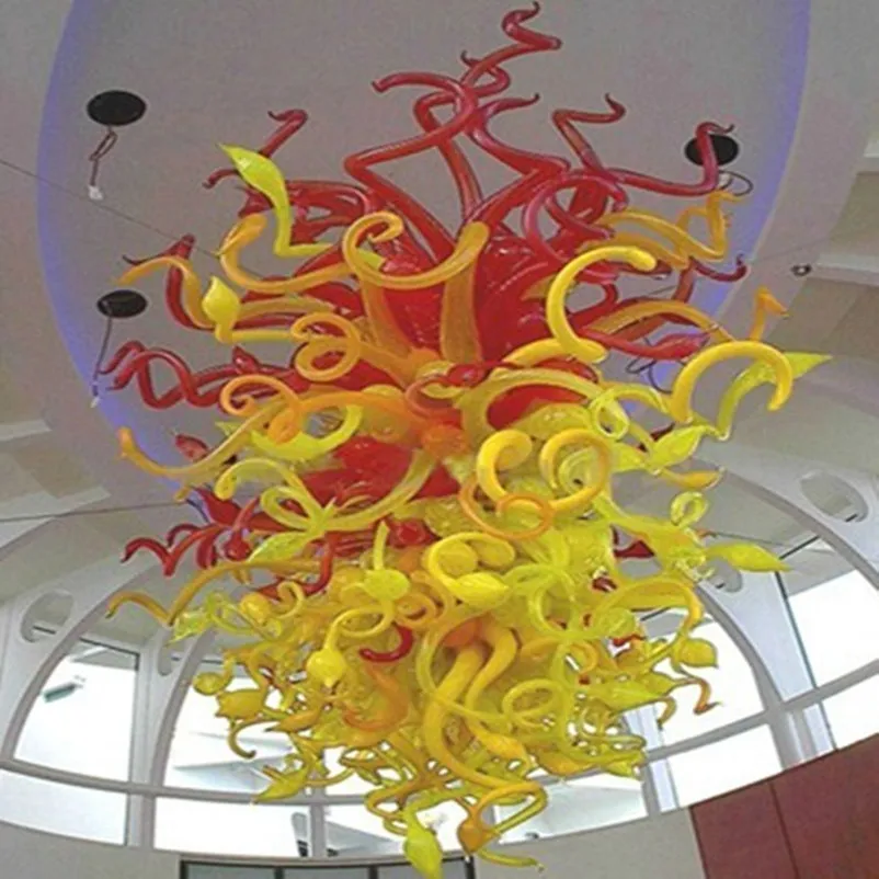 Lampada a sospensione moderna in vetro soffiato Lampadari creativi con decorazioni artistiche in stile europeo giallo rosso con lampadine a LED 32 x 40 pollici