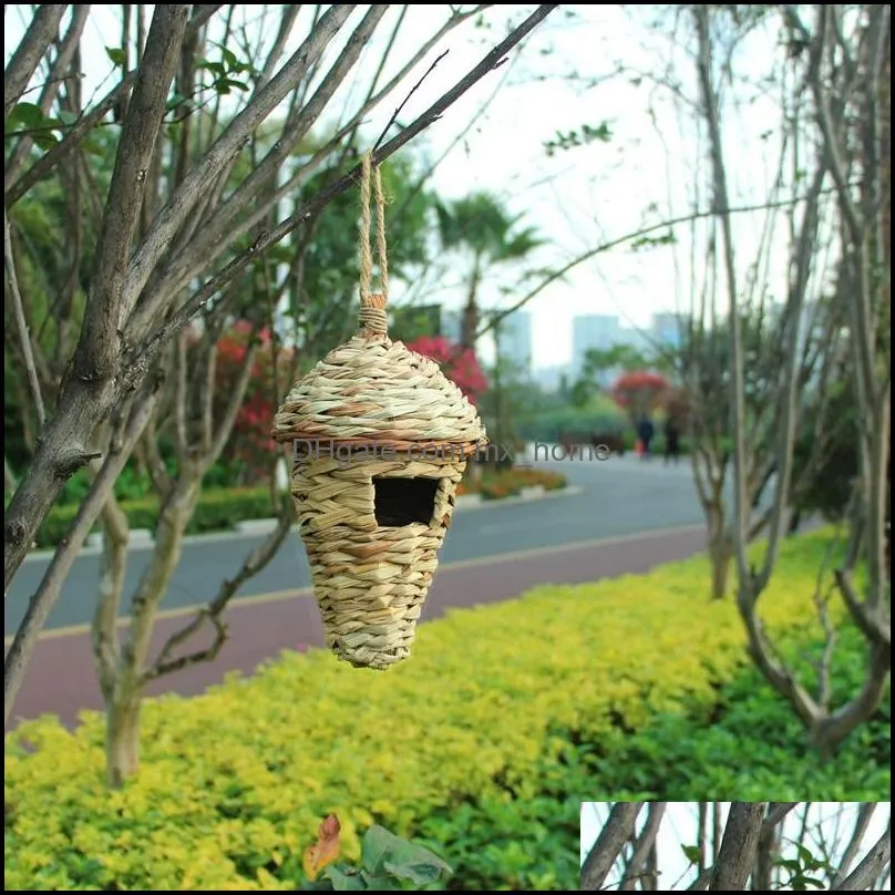 Bird House,Winter House For Outside Hanging,Grass Hand Woven Nest House,Natural Hut Outdoor,Birdhouse Kids,So Cages