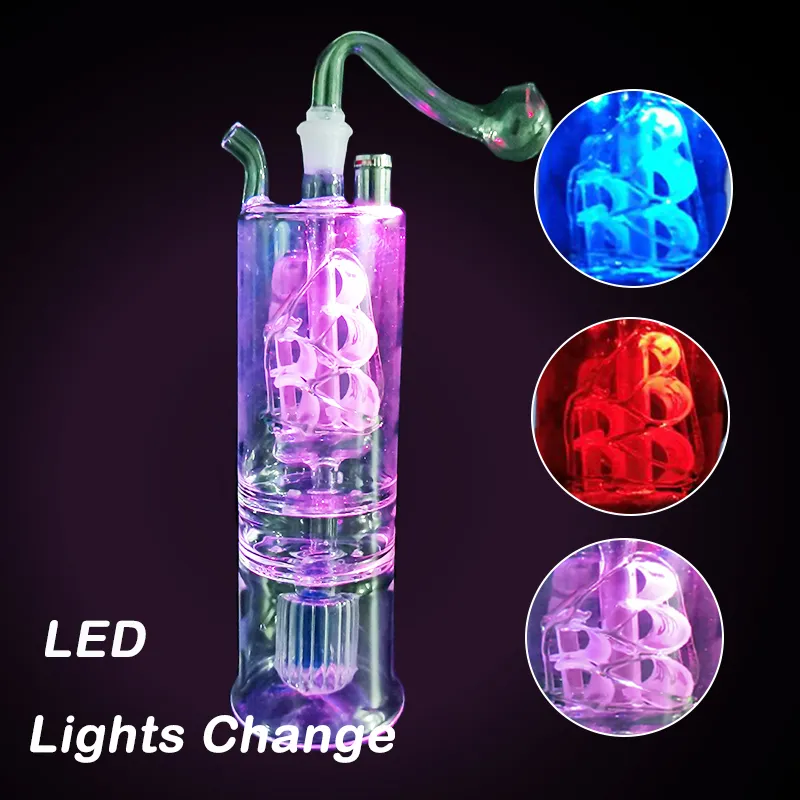 Kształt łodzi LED Luminous Glass Haisah Fajny Dym Shisha Diposable Szklane Rury Palnik Oil Catkers Bong PerCater Bubbler Tobacco Bowl Accessories Prezenty