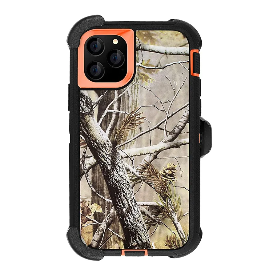 Camo Heavy Duty Full-Body Rugged Armor Cases voor iPhone 12 PRO MAX 11 X XS XR 6 7 8 Plus Forsamsung Note 20 Ultra 10 S20 S10 S10E S9 S8 Militaire Grade Beschermende Cover