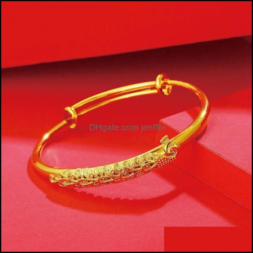 MxGxFam Wedding Jewelry Phoenix Bangles and Bracelets for Bridal Women Pure Gold Color1