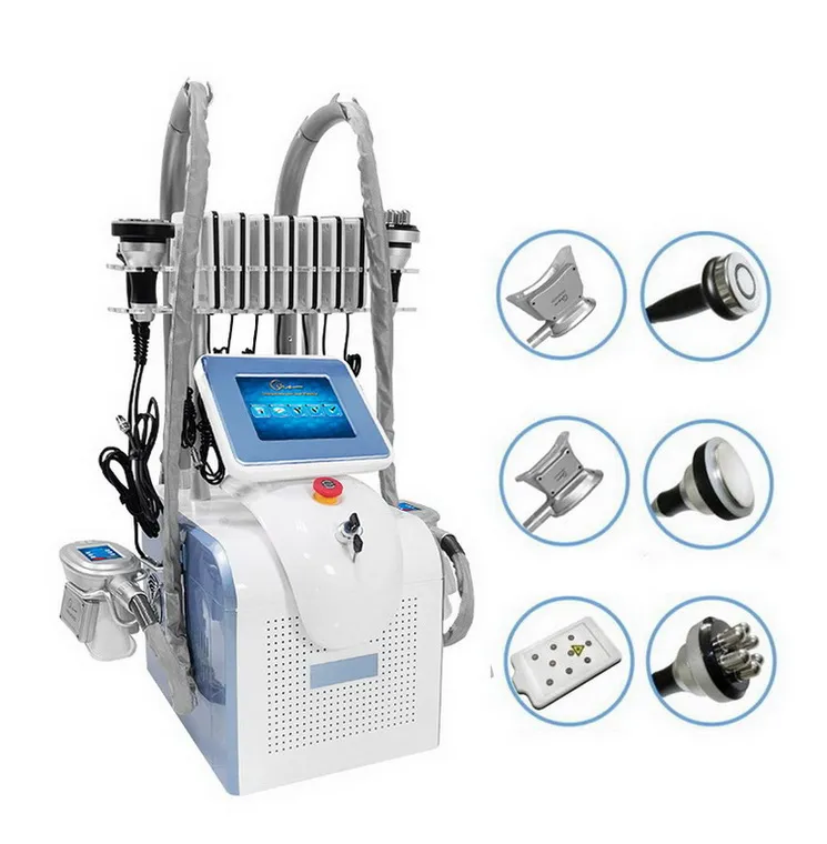 Professionella 2 handtag Cryolipolysis Fat Freeze Machine Lipolaser Cryoterapi Lipo Laser Ultrasonic Cavitation RF Slimming Device