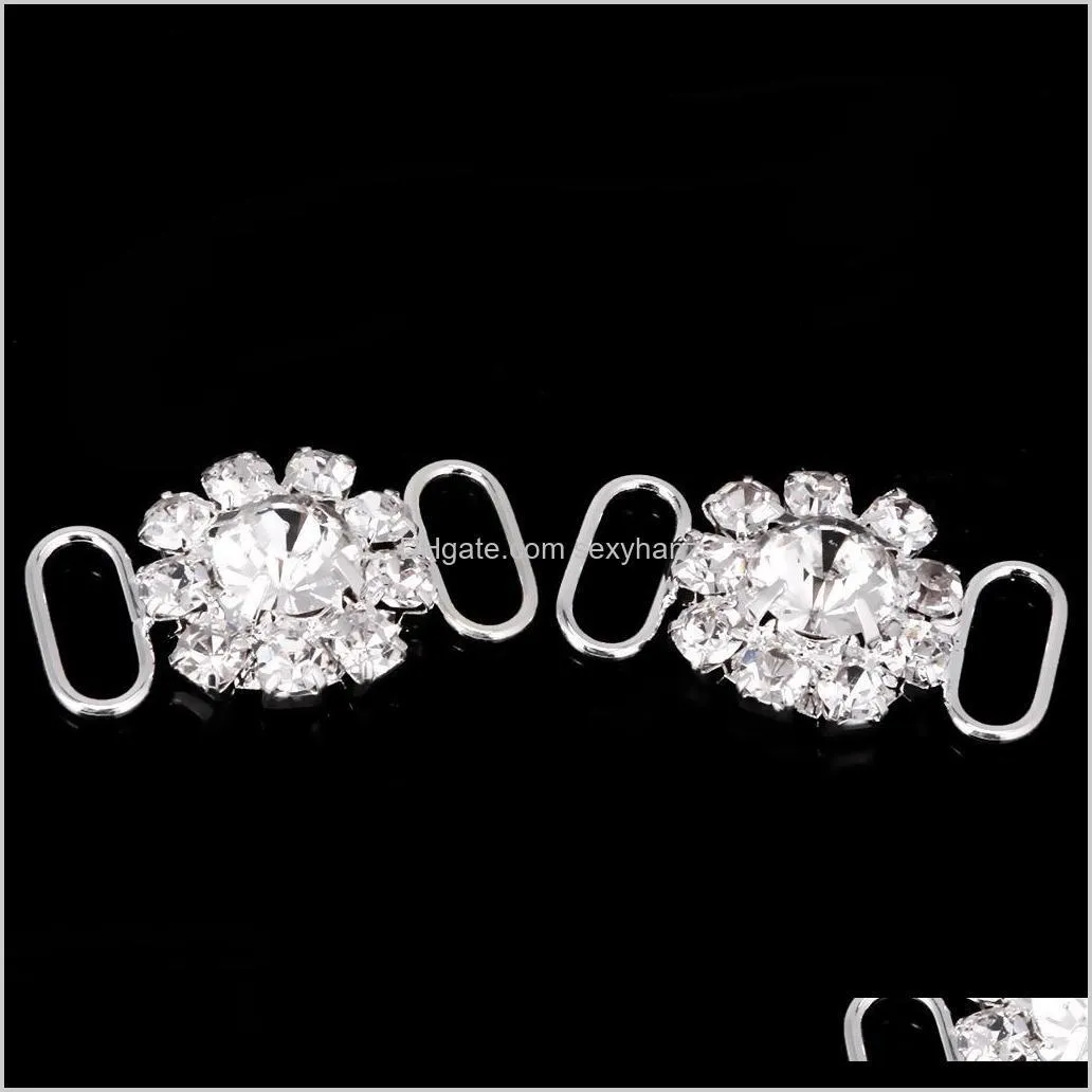 10 pieces diamante flower shape crystal bikini connector buckle link for swimwear decoration