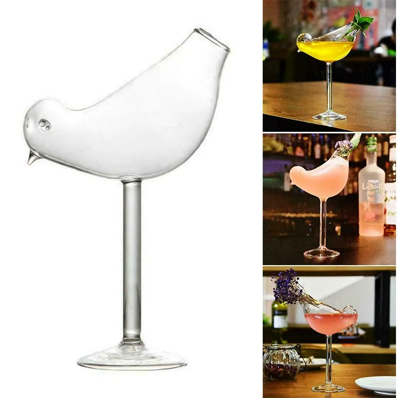 Copas de vino Copa de cristal en forma de pájaro Whisky bebiendo cóctel claro 1 / 2pcs Vasos ye-