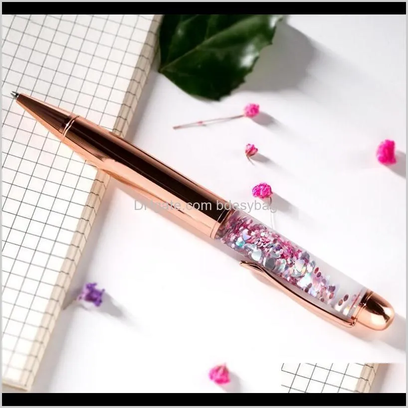sequin crystal ball point pen. metal signature pen, advertising gift pen, laser engraving custom. it can be used as anniversary gift