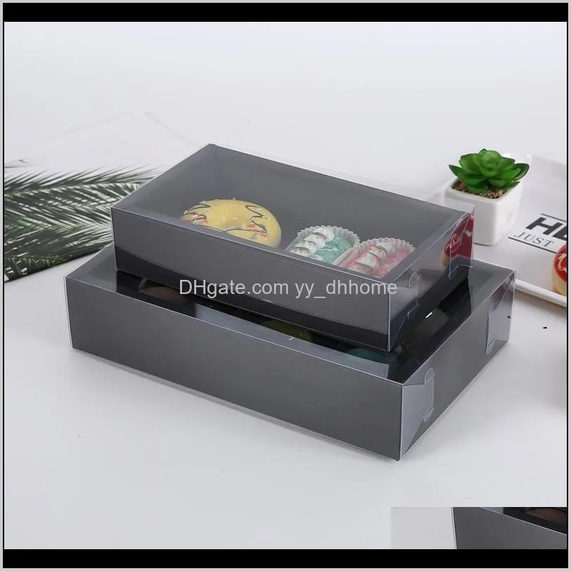 stobag 10pcs black cookie cake paper box with transparent cover donut birthday gift boxes carton for event & party favors