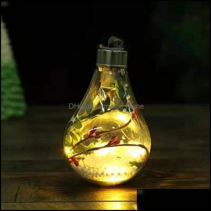 Party Decoration LED Transparent Christmas Ball Creative Simulation Light Bulb Tree Pendant Plastic Bal