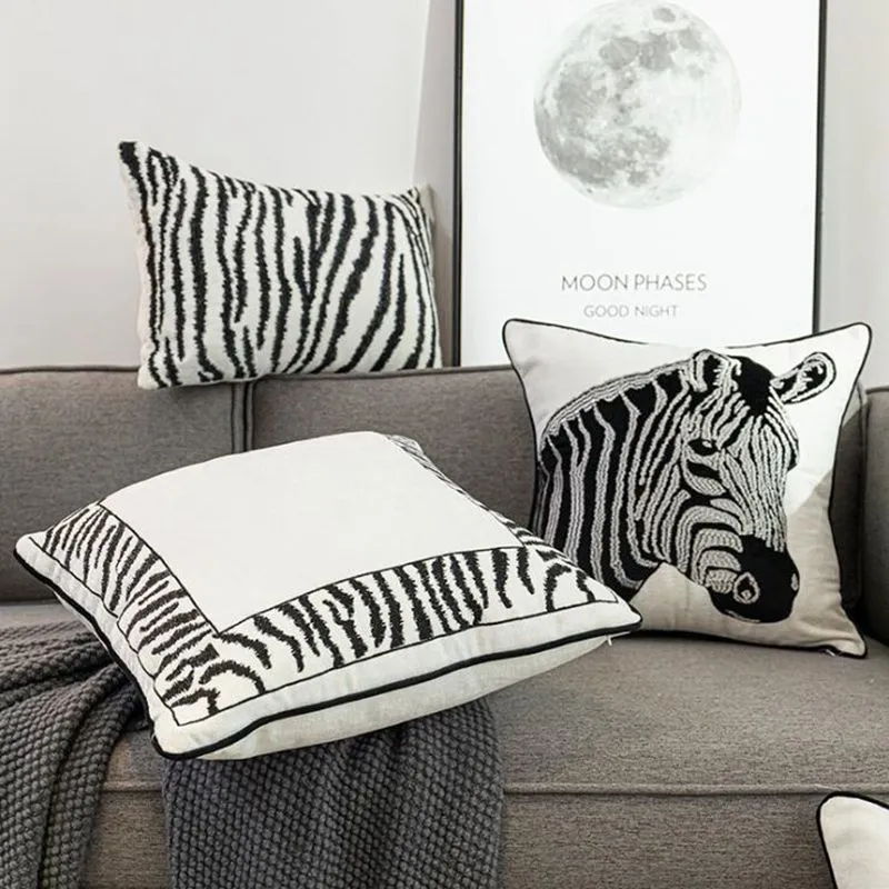 Modern Throw Pillow Case Black And White Animal Cushion Cover Nordic Home Decor Tree Cojines