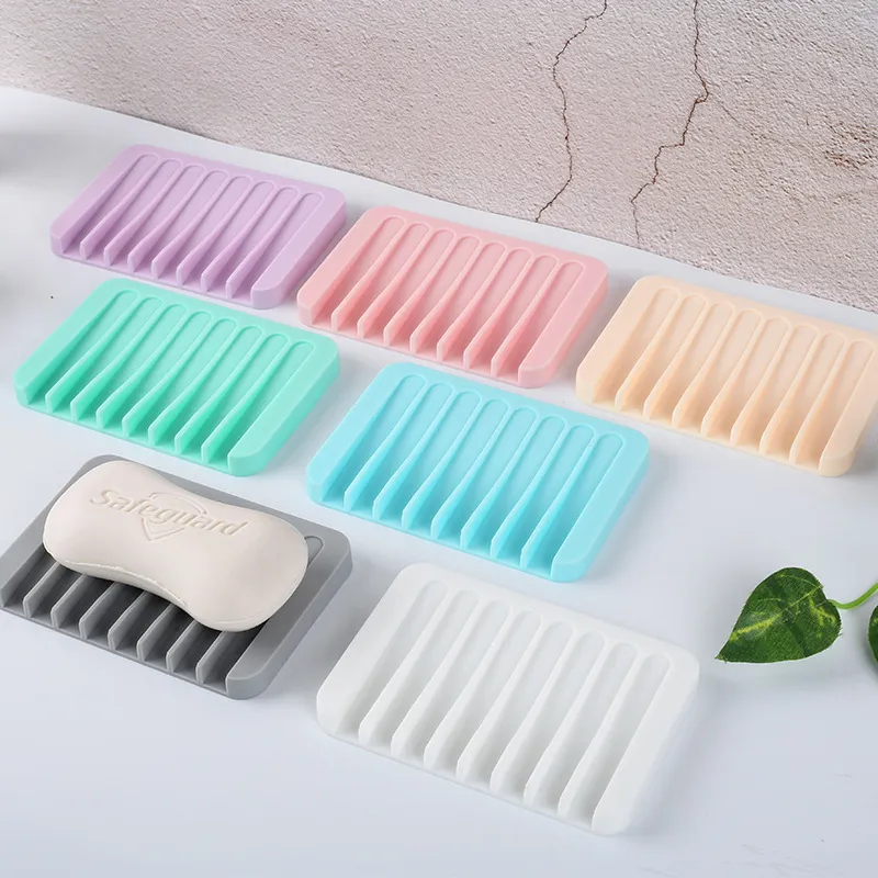 Non-slip Silicone Soap Holder Flexible Soaps Dish Plate Holders Tray Soapbox Container Storage Bathroom Kitchen Accessories DH5858