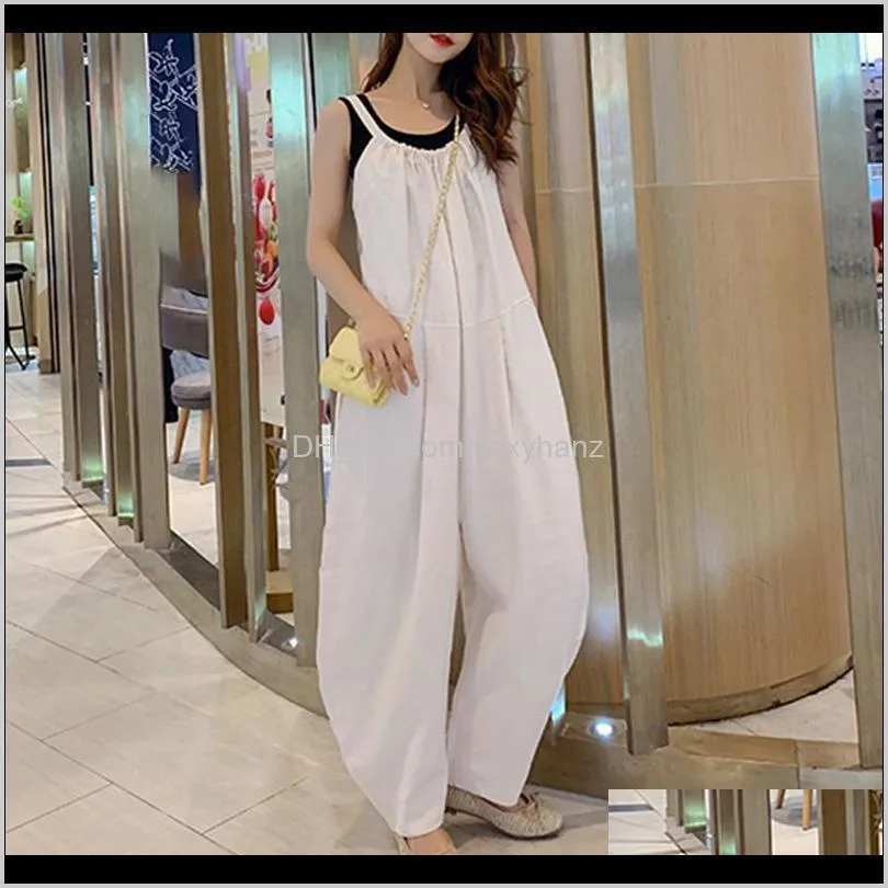 vonda summer 2021 sexy straps sleeveless rompers loose long jumpsuits casual loose harem pants plus size pantalones s-5xl