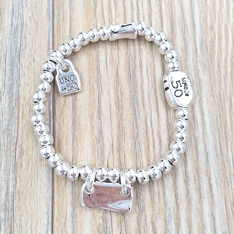DIY charms evil eye jewelry making supplies UNO de 50 Luck Sterling sier bracelet for women metal bangles hand chain beaded sets b_voghion.com