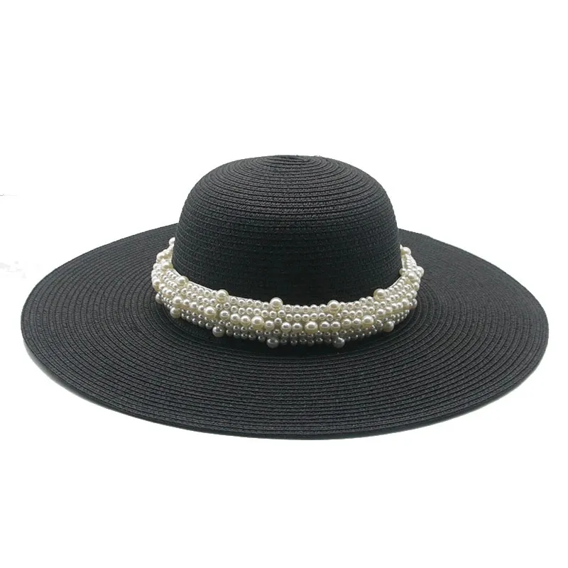 Womens Round Top Small Brim Straw Hat With Pearl Band And Big Brim For  Casual Summer Sun Protection From Greatutureinnovation, $11.39