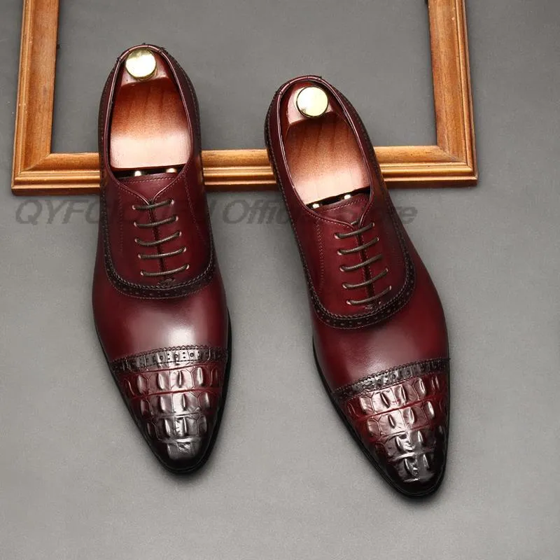 Mens burgundy wingtip dress shoes on sale
