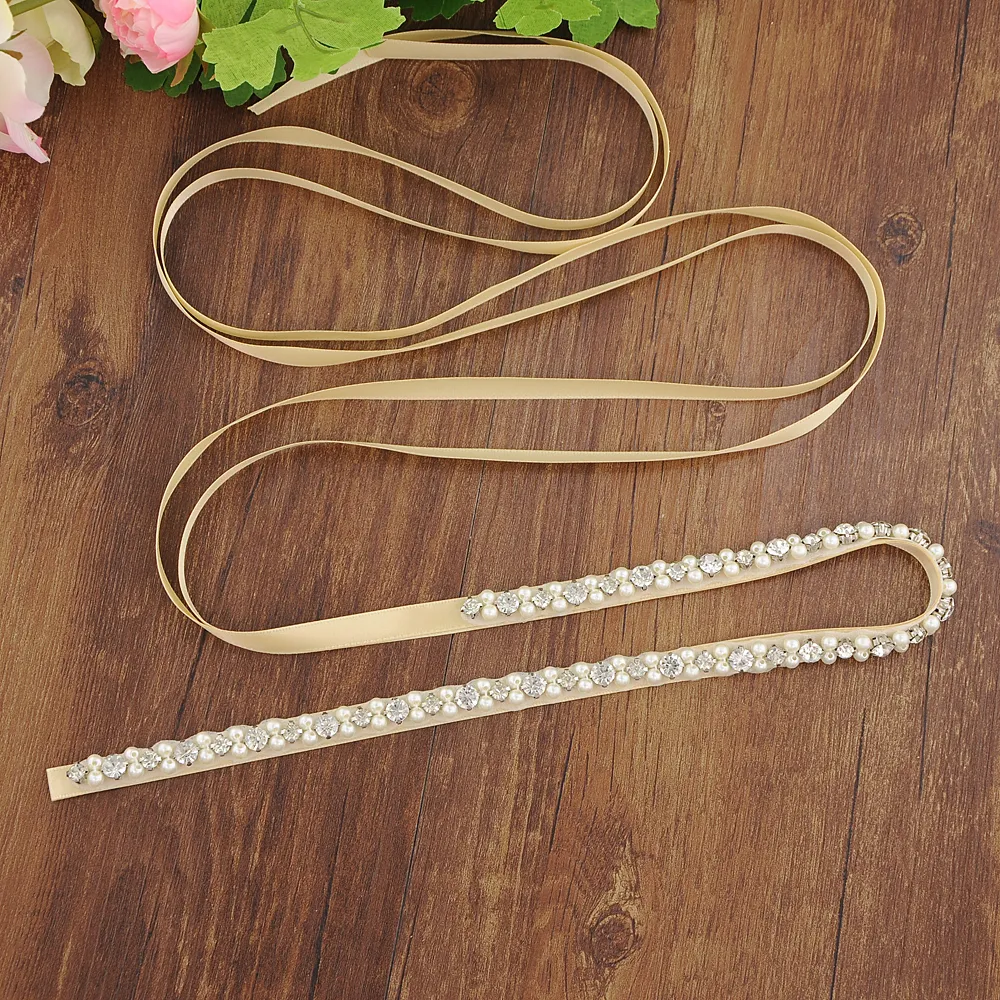 Wedding Sashes Elegant Rhinestone Belts Pearl Dress Belt Crystal Accessories Sash Marriage Bridal Belt