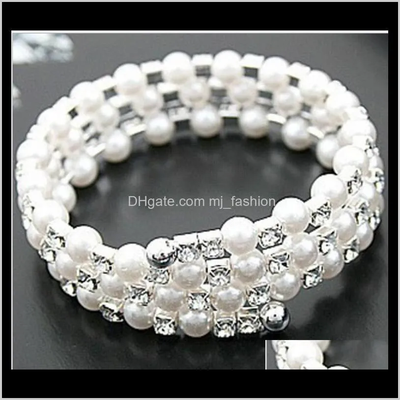 bracelet multi-layer stretch pearls bracelet bridal rhinestone bracelet cheap wedding party 1178