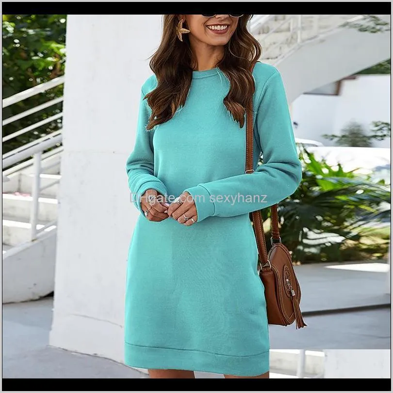 winter dress women`s sweatshirts solid color long sleeve personality loose dress dresses for women casual robe femme hiver